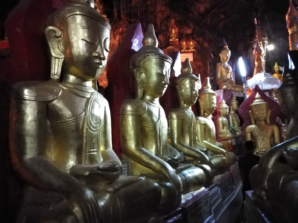 Gold Buddhas in Pindaya Caves