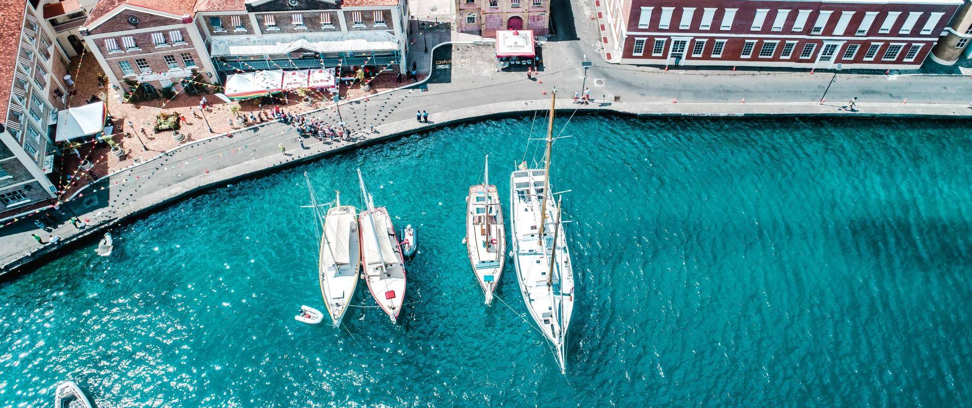 Sail Boats at Anchor in St George's Harbor, GrenadaK 